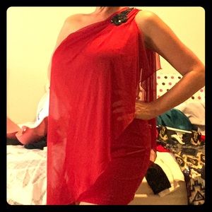 One Shoulder Red Party Dress NWOT